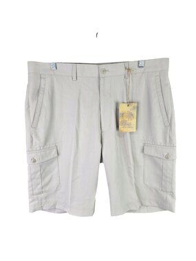 Mens Island Republic Khaki Beige Cargo Shorts 11.5" Inseam Polyester Size 36